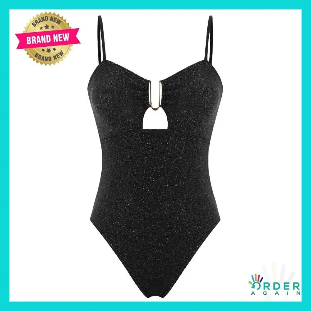 One Piece Swimsuit Ribbed Open Back Tummy Control Scoop Neck Adjustable Straps